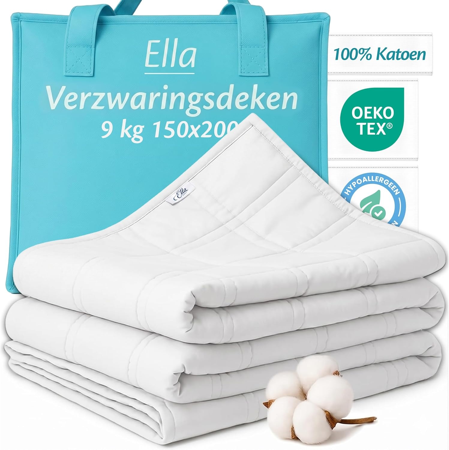 Verzwaringsdeken 9kg Wit 150x200cm - Diepe Slaap & Ontspanning (33% Korting)