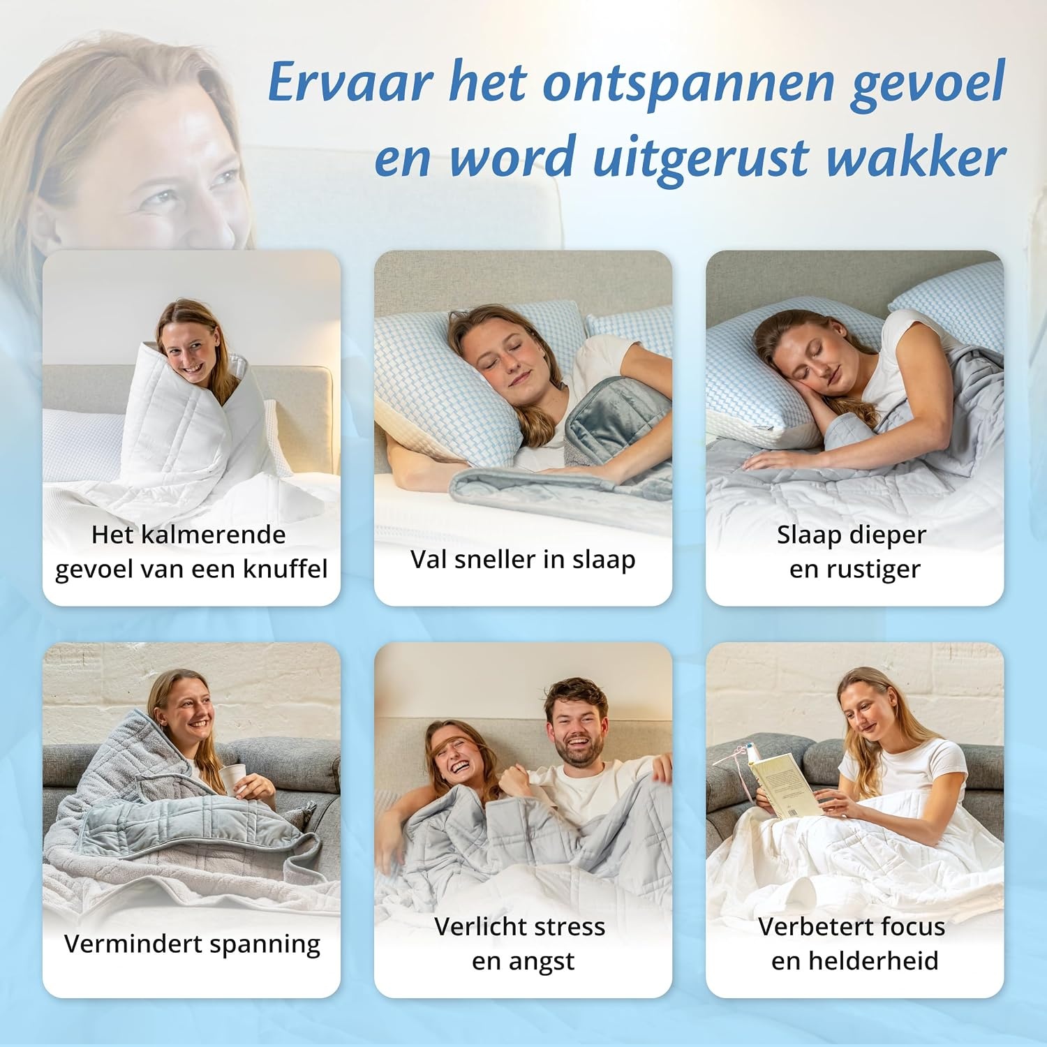 Verzwaringsdeken 9kg Wit 150x200cm - Diepe Slaap & Ontspanning (33% Korting)