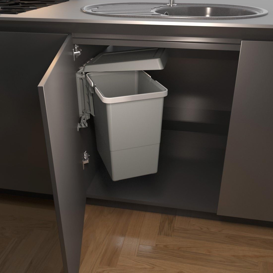 Automatische Afvalemmer 18L Donkergrijs - 33% Korting
