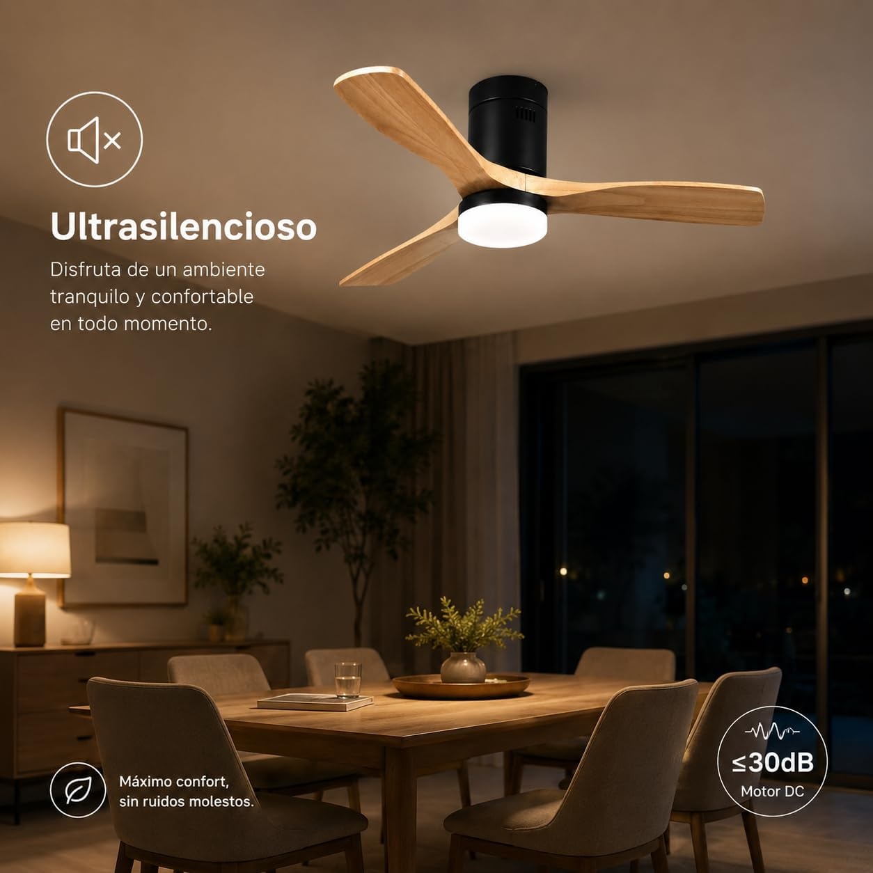 Zwarte Plafondventilator met LED en Afstandsbediening (34% korting)