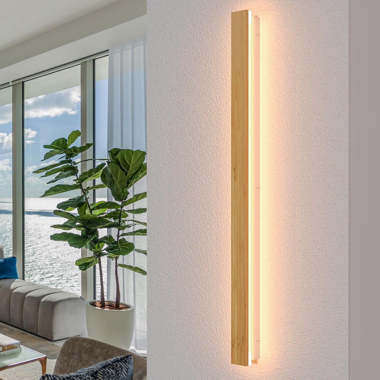 LED Bamboe Wandlamp 115cm Warm Wit - 33% Korting