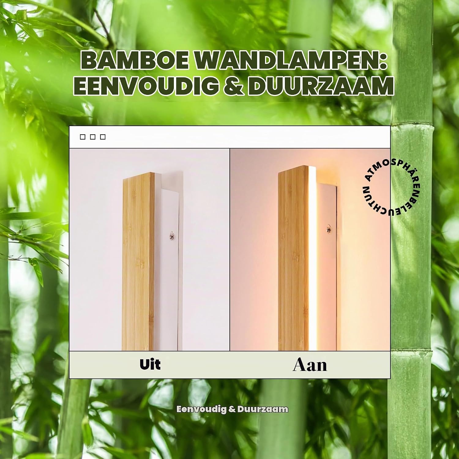 LED Bamboe Wandlamp 115cm Warm Wit - 33% Korting