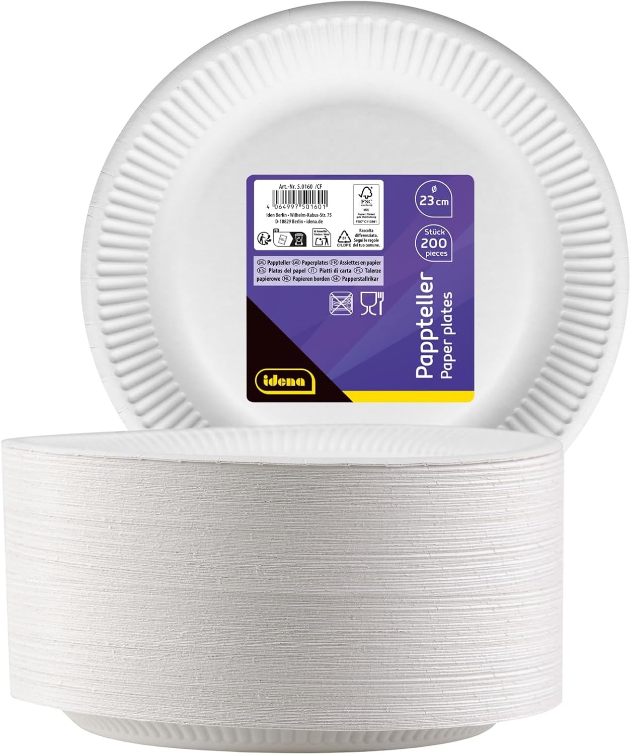 200 FSC Papieren Feestborden (⌀ 23 cm) - 37% Korting