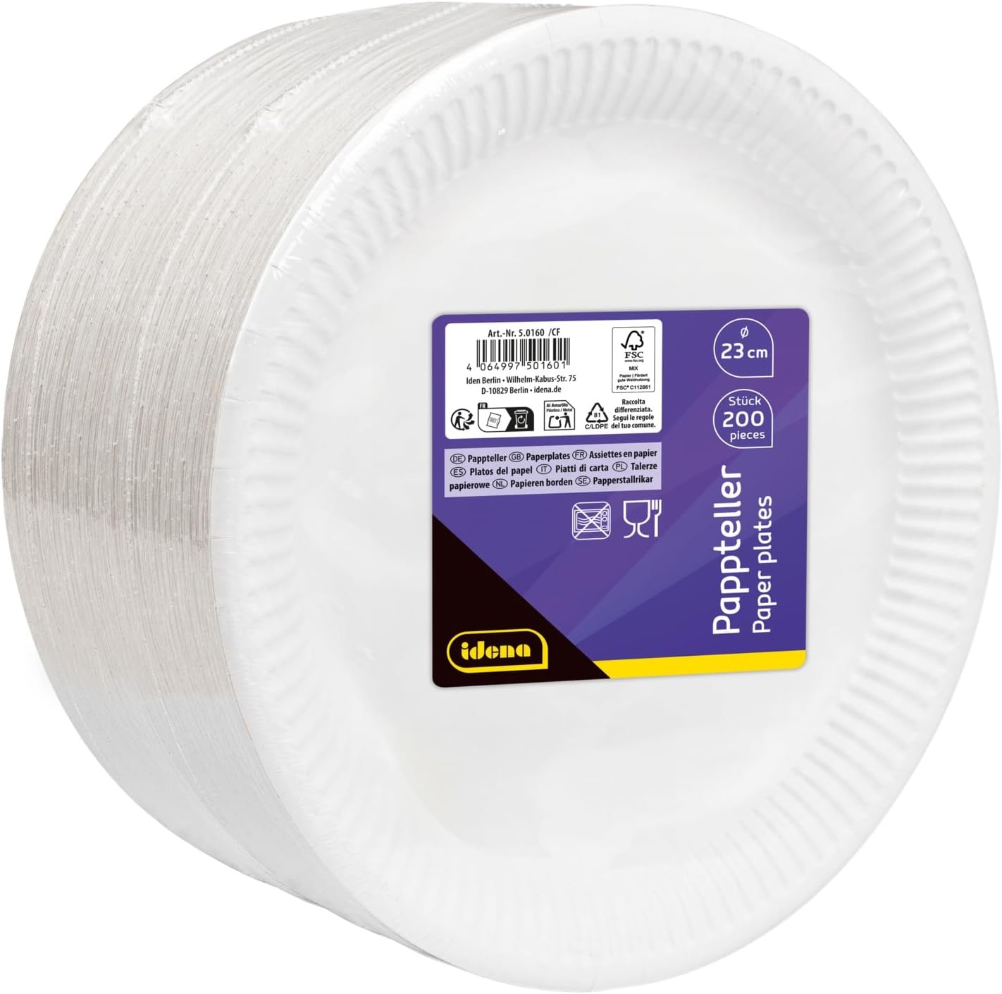 200 FSC Papieren Feestborden (⌀ 23 cm) - 37% Korting