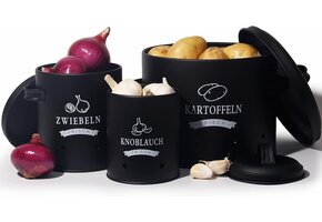 Retro Aardappel- & Uienblik Set Zwart - 33% Korting