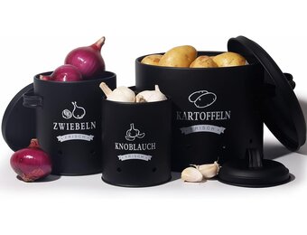 Retro Aardappel- & Uienblik Set Zwart - 33% Korting