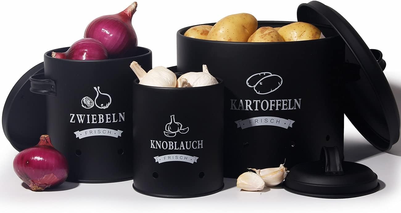 Retro Aardappel- & Uienblik Set Zwart - 33% Korting