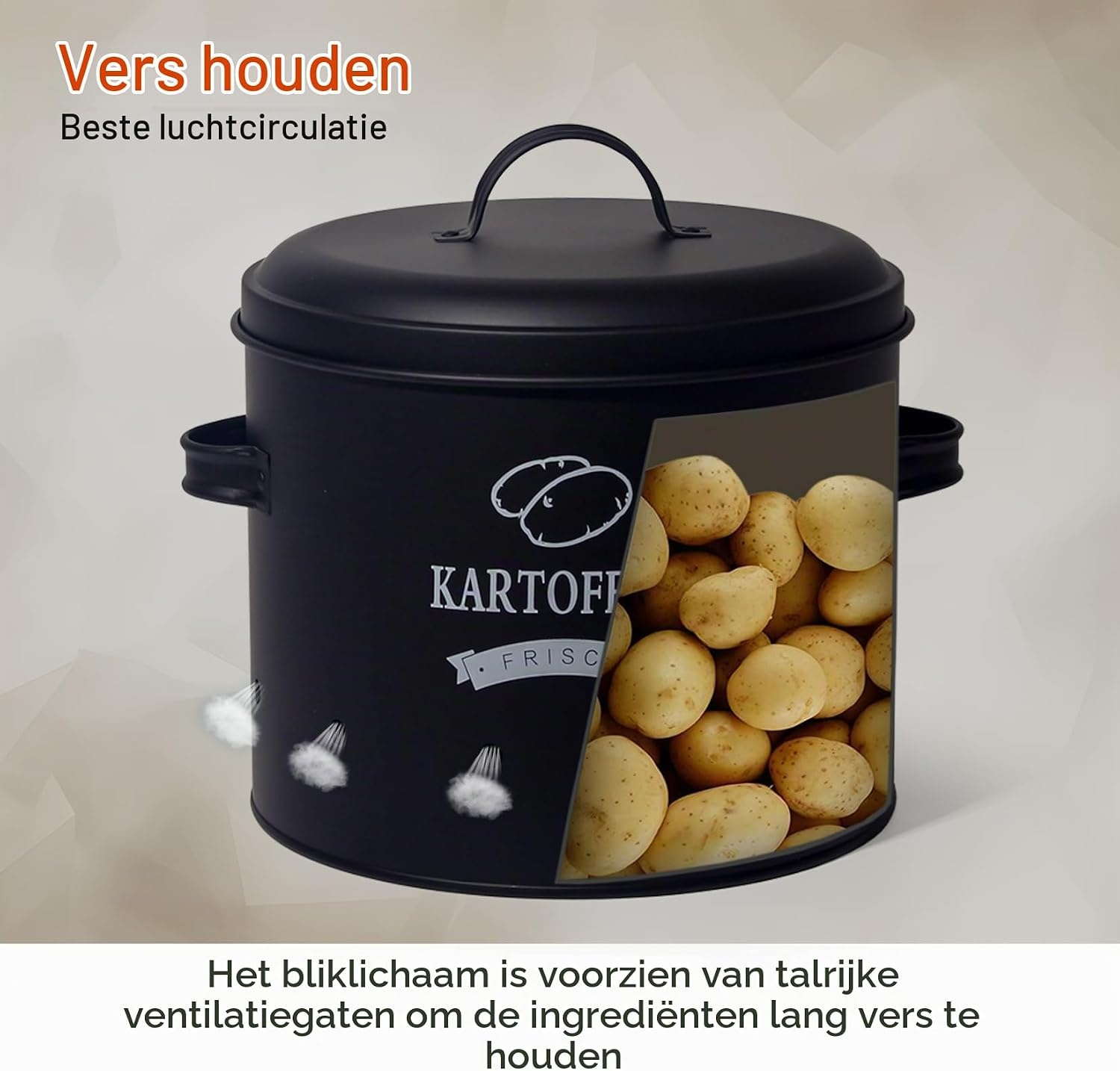 Retro Aardappel- & Uienblik Set Zwart - 33% Korting