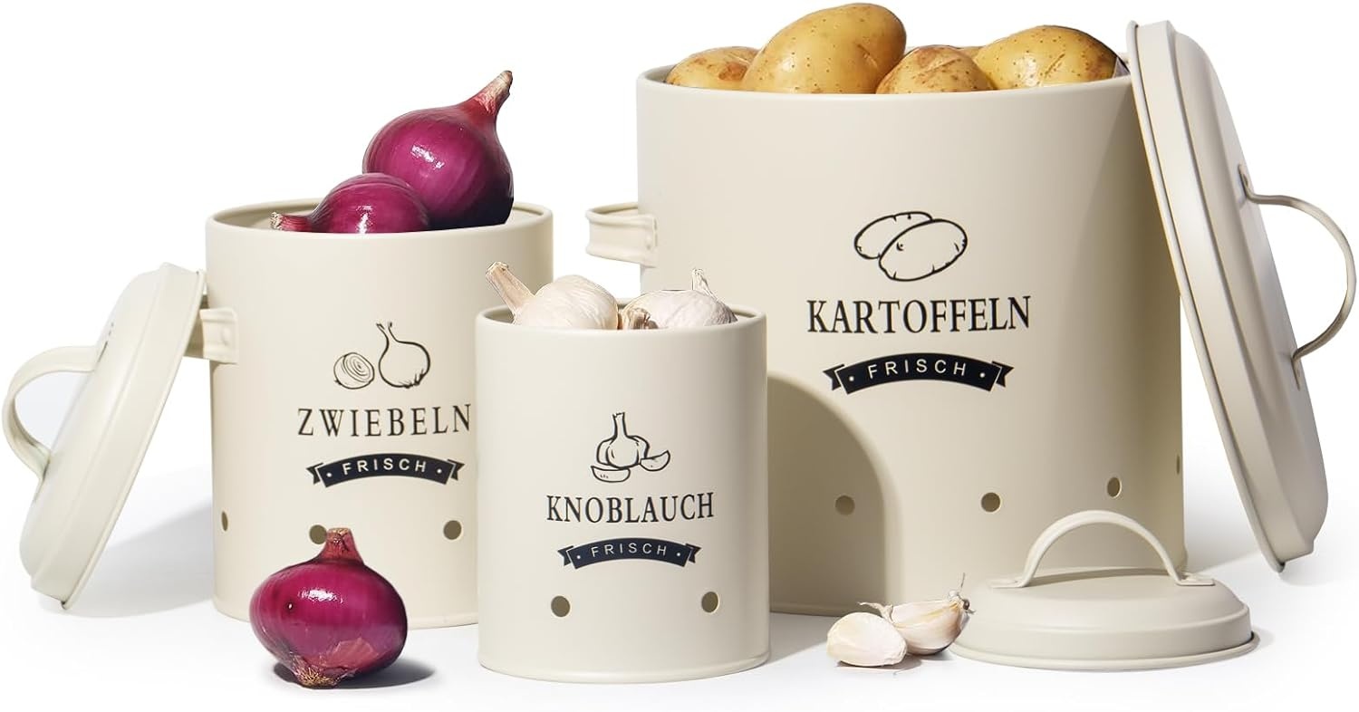 Retro Aardappel- & Uienblik Set Zwart - 33% Korting