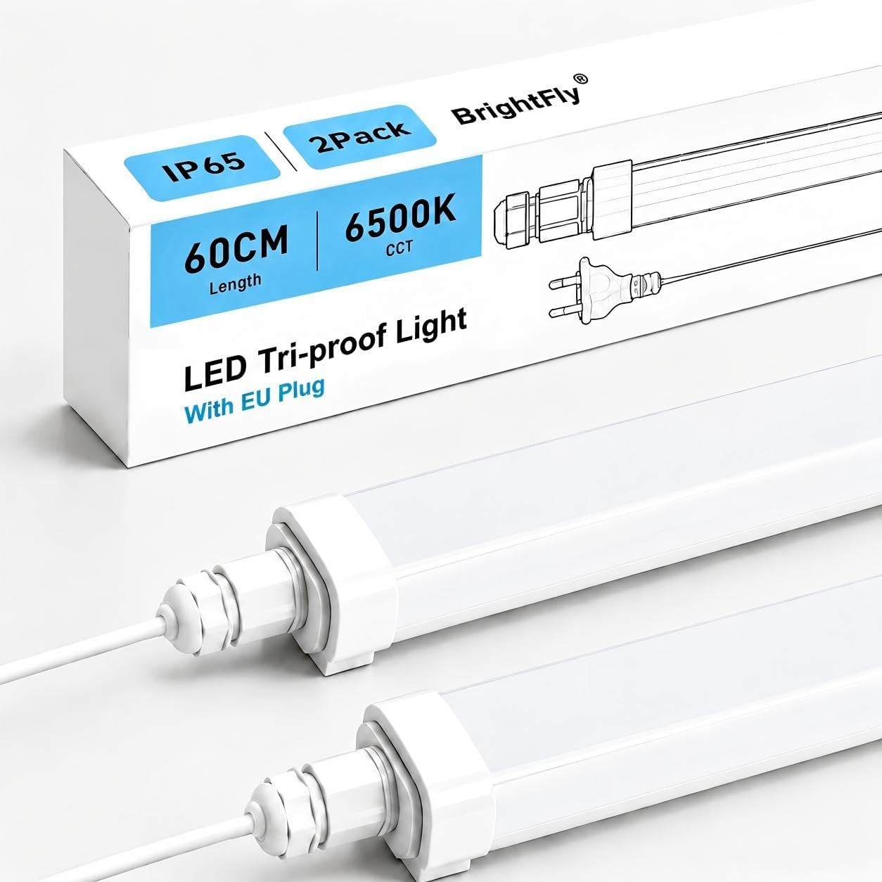 2x LED Vochtbestendige Plafondlamp 15W 60cm Koudwit IP65