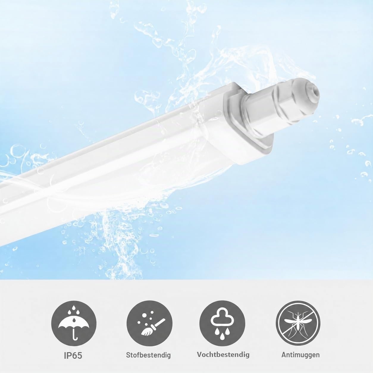 2x LED Vochtbestendige Plafondlamp 15W 60cm Koudwit IP65