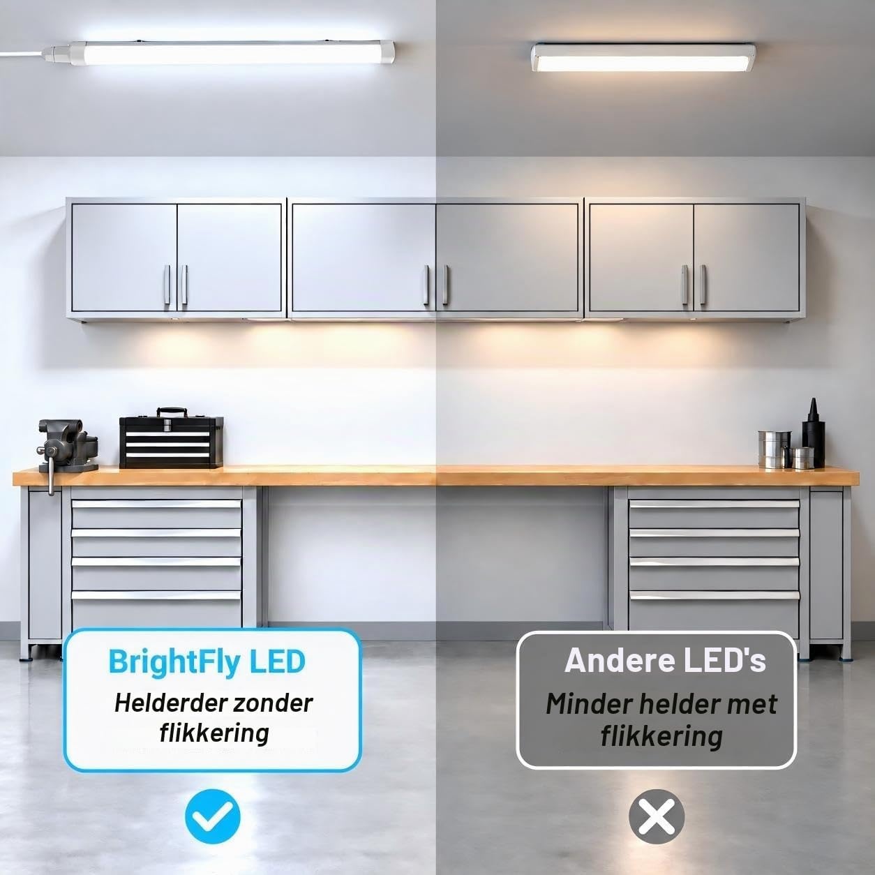 2x LED Vochtbestendige Plafondlamp 15W 60cm Koudwit IP65