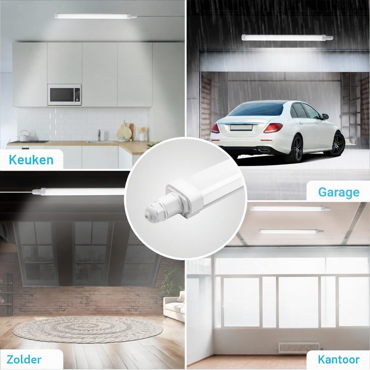 2x LED Vochtbestendige Plafondlamp 15W 60cm Koudwit IP65