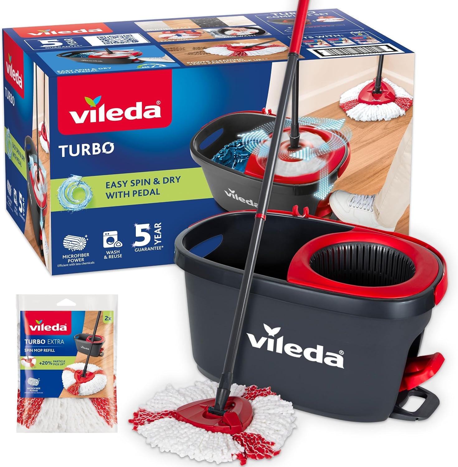 Dweilset met Pedaal & 2 Extra Navullingen - 33% Korting