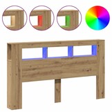 Hoofdeinde met LED, 180x18,5x103,5 cm, Hout, Artisanaal Eiken, 35% Korting