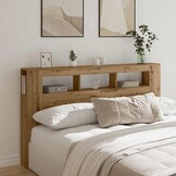 Hoofdeinde met LED, 180x18,5x103,5 cm, Hout, Artisanaal Eiken, 35% Korting