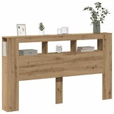 Hoofdeinde met LED, 180x18,5x103,5 cm, Hout, Artisanaal Eiken, 35% Korting