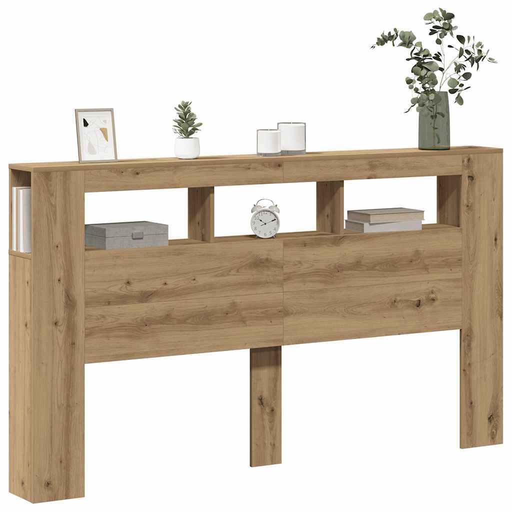 Hoofdeinde met LED, 180x18,5x103,5 cm, Hout, Artisanaal Eiken, 35% Korting