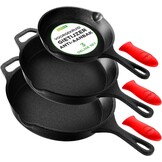 3-delige Gietijzeren Koekenpannen Set (20/25/30cm) - 34% Korting