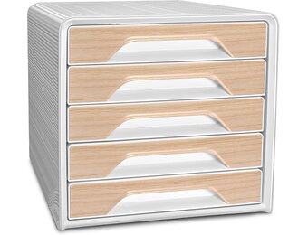Ladeblok bureau Smoove Silva, Wit/Beukenhout, 5 Laden, 34% Korting