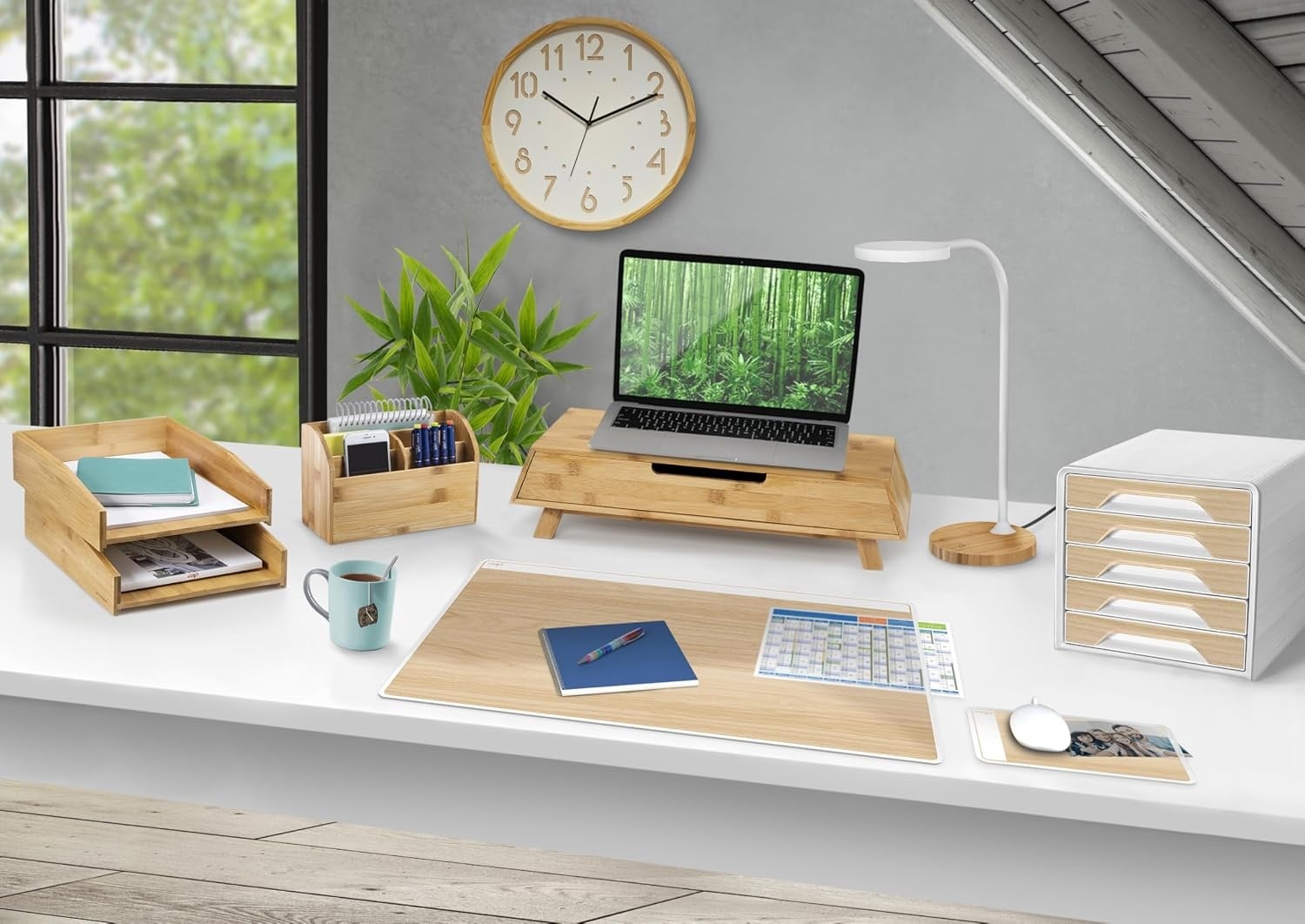 Ladeblok bureau Smoove Silva, Wit/Beukenhout, 5 Laden, 34% Korting