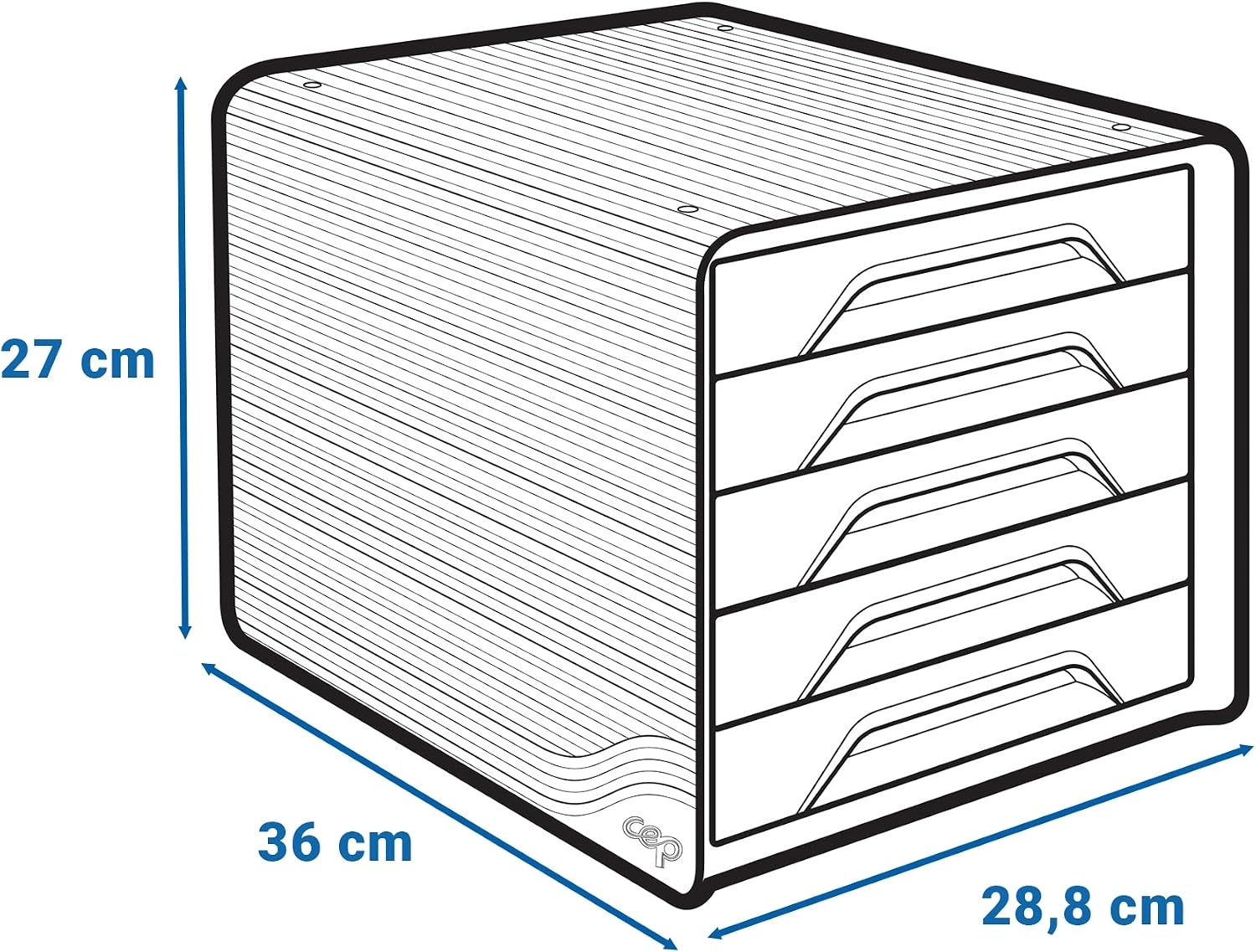 Ladeblok bureau Smoove Silva, Wit/Beukenhout, 5 Laden, 34% Korting
