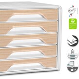 Ladeblok bureau Smoove Silva, Wit/Beukenhout, 5 Laden, 34% Korting