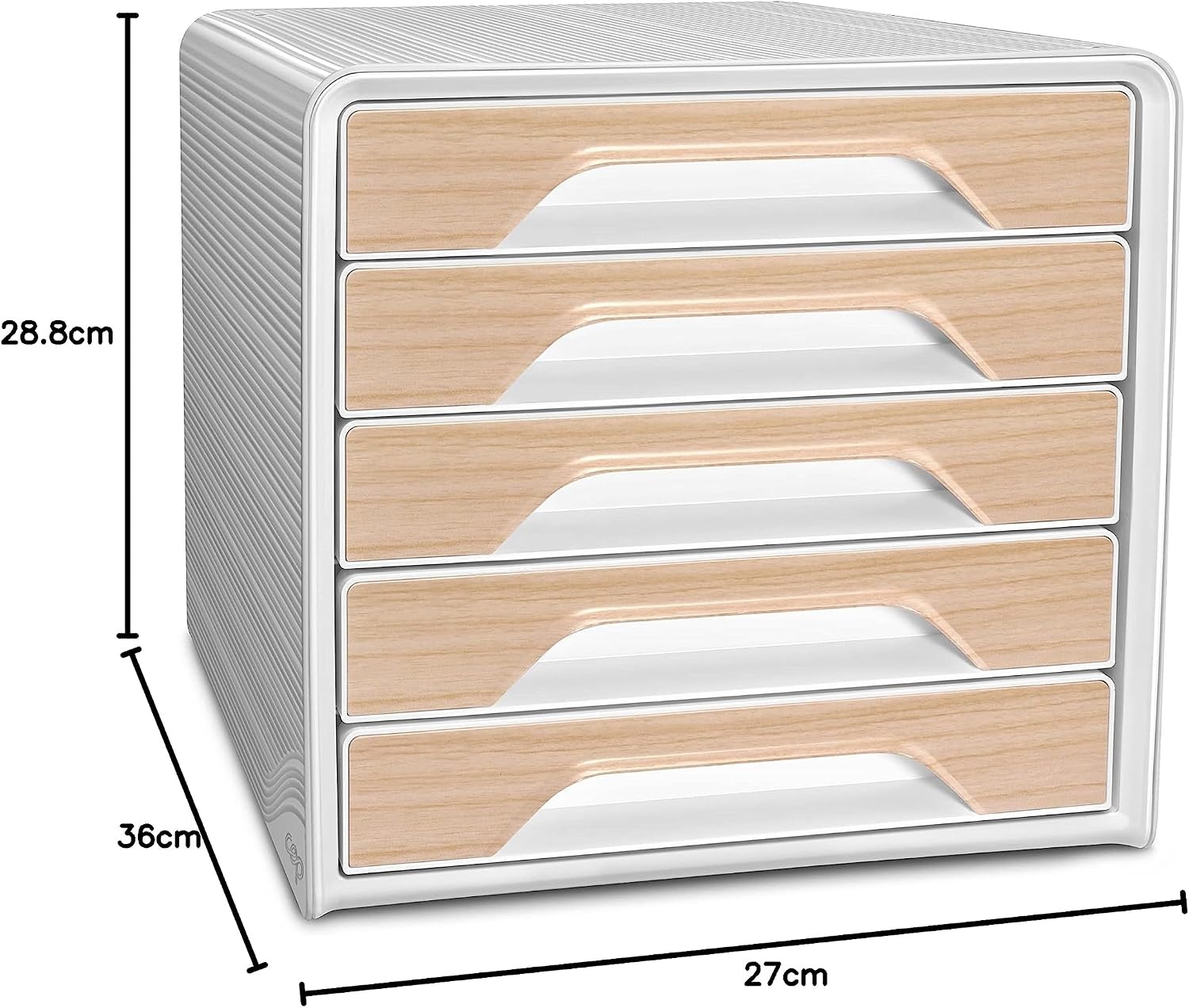 Ladeblok bureau Smoove Silva, Wit/Beukenhout, 5 Laden, 34% Korting