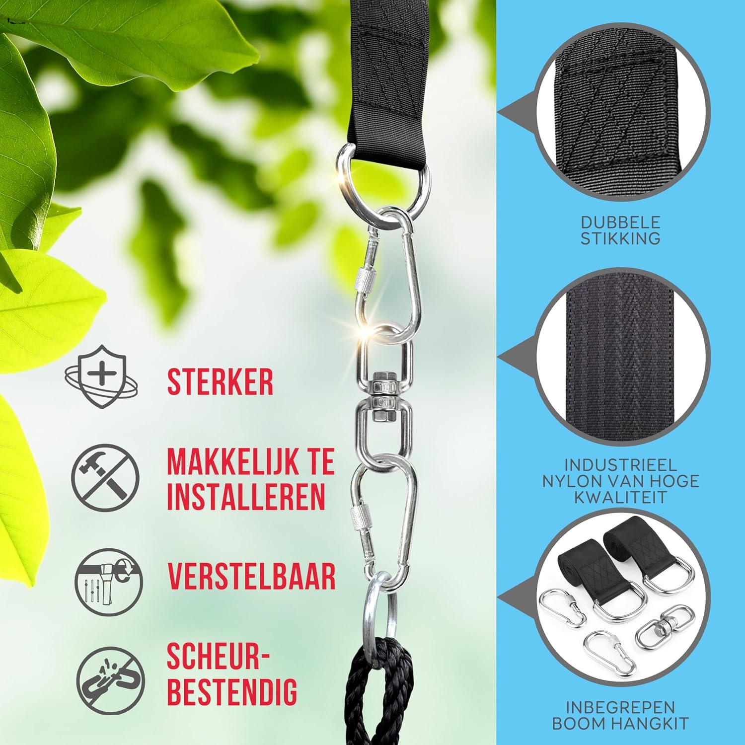Nestschommel Kinderen Groen 100 cm met Ophangset - 34% Korting