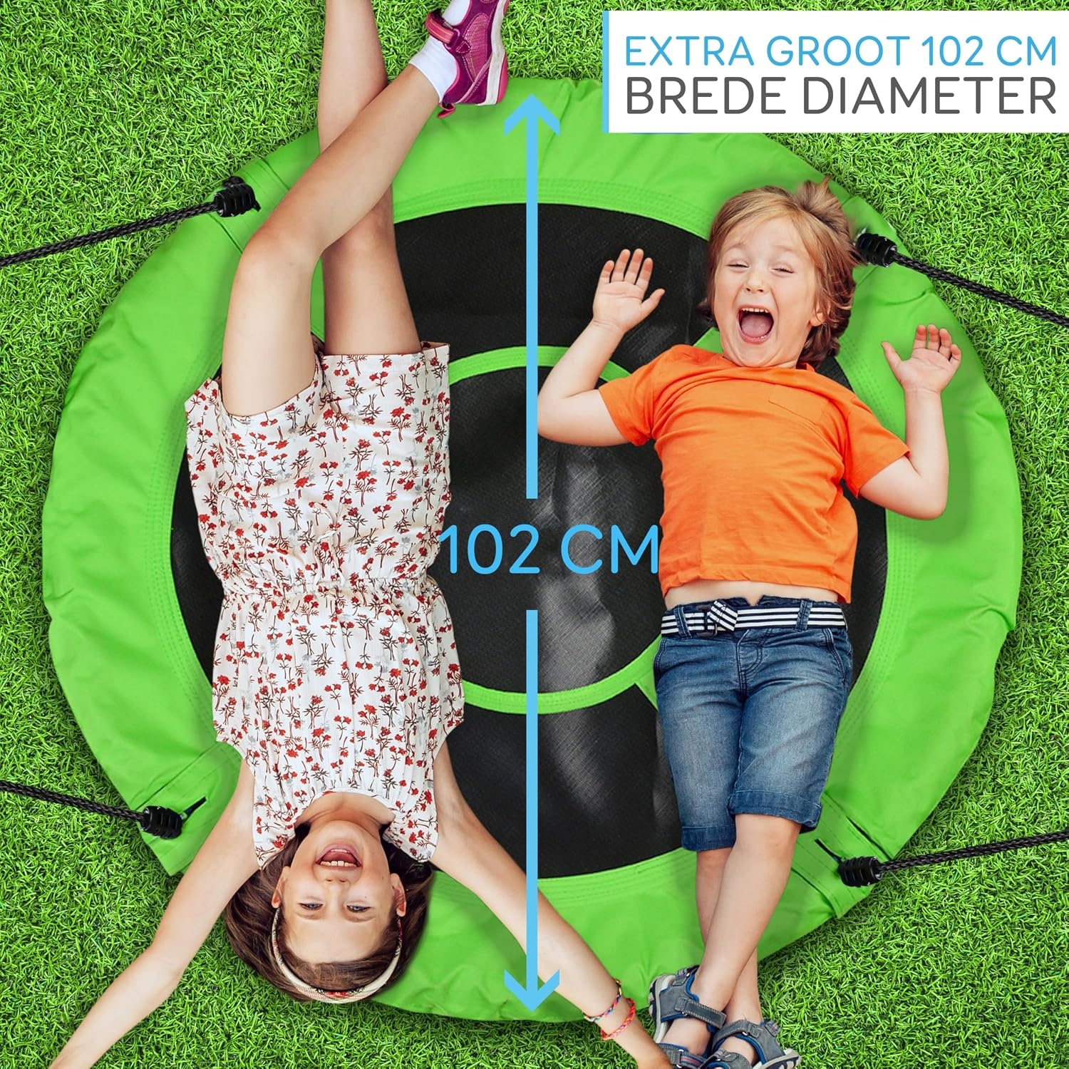 Nestschommel Kinderen Groen 100 cm met Ophangset - 34% Korting