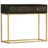 VidaXL Wandtafel Mangohout Zwart/Goud 90x30x75 cm - 34% Korting