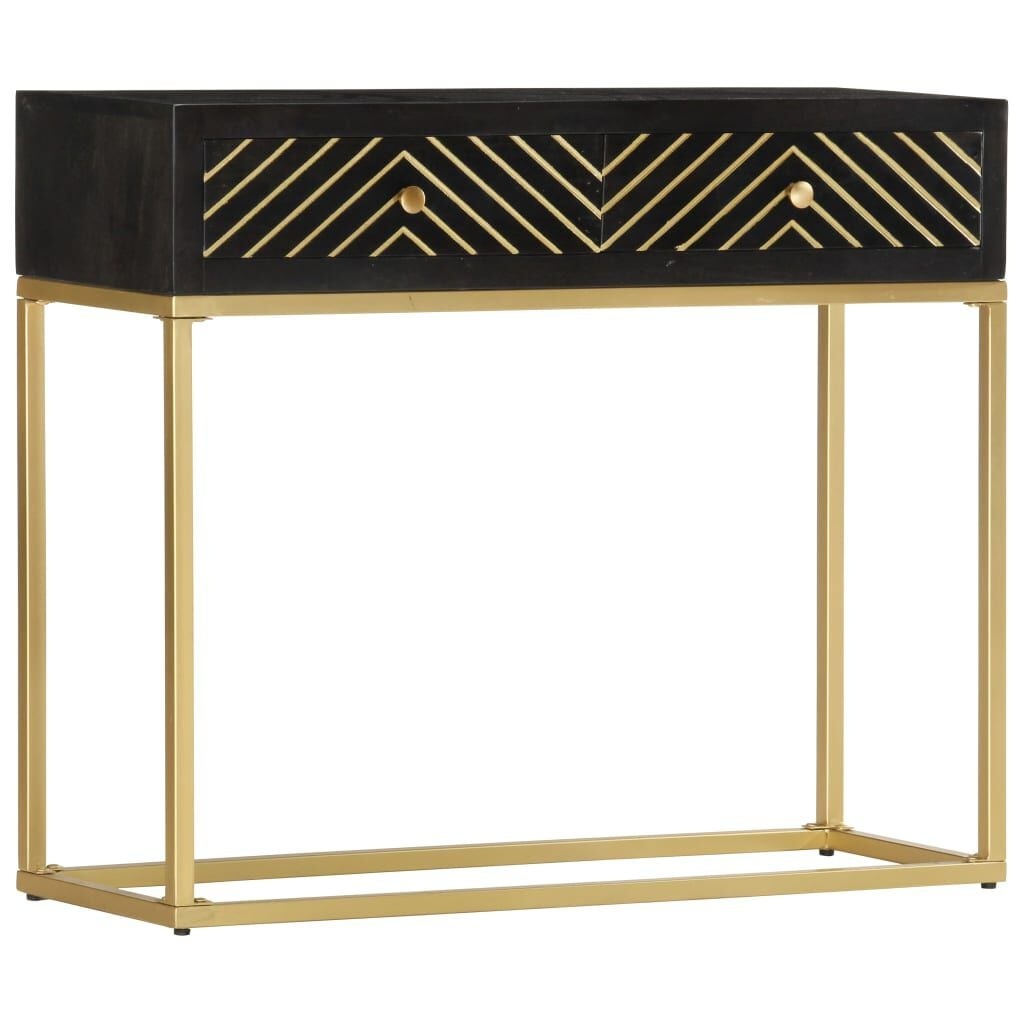 VidaXL Wandtafel Mangohout Zwart/Goud 90x30x75 cm - 34% Korting