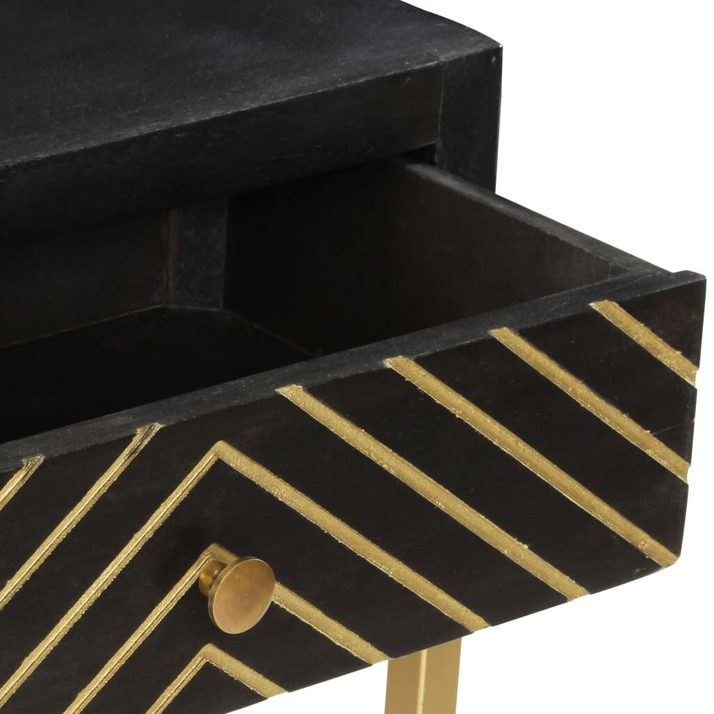 VidaXL Wandtafel Mangohout Zwart/Goud 90x30x75 cm - 34% Korting