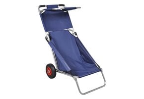 vidaXL Strandtrolley met wielen draagbaar en inklapbaar blauw