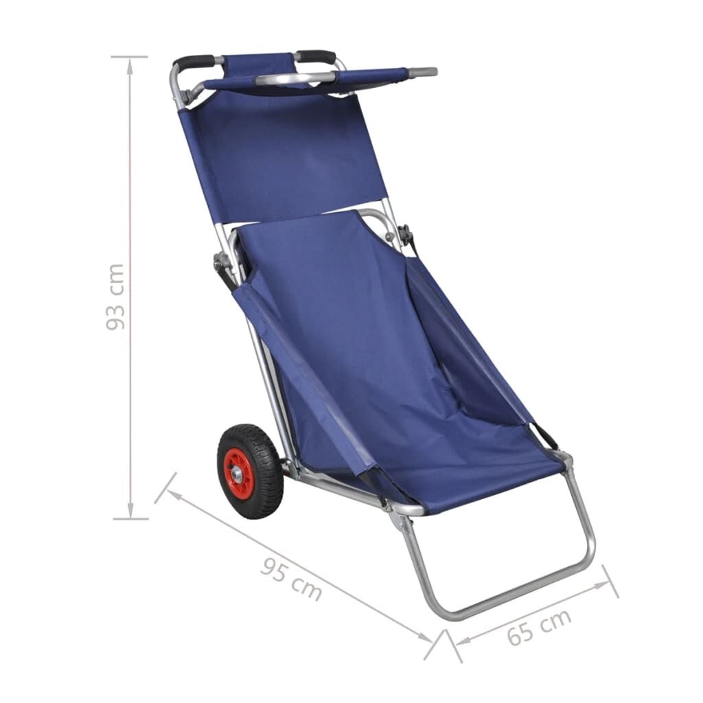 Draagbare Strandtrolley met Wielen, Inklapbaar - Blauw (34% Korting)