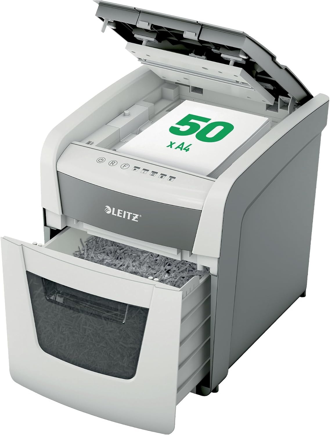 Leitz IQ AutoFeed 50X P4 Papierversnipperaar - Wit Grijs, 54% Korting