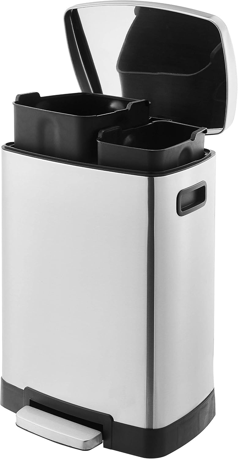 40L Dubbele Prullenbak RVS met Pedaal - 53% Korting