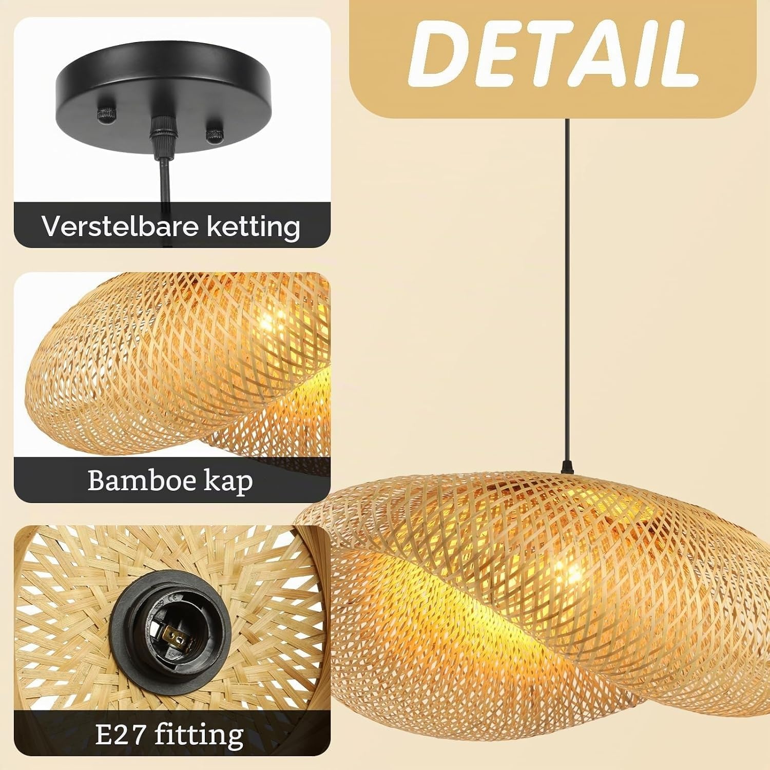 Bamboe Hanglamp - Creatieve Riet Hoed Stijl - 54% Korting