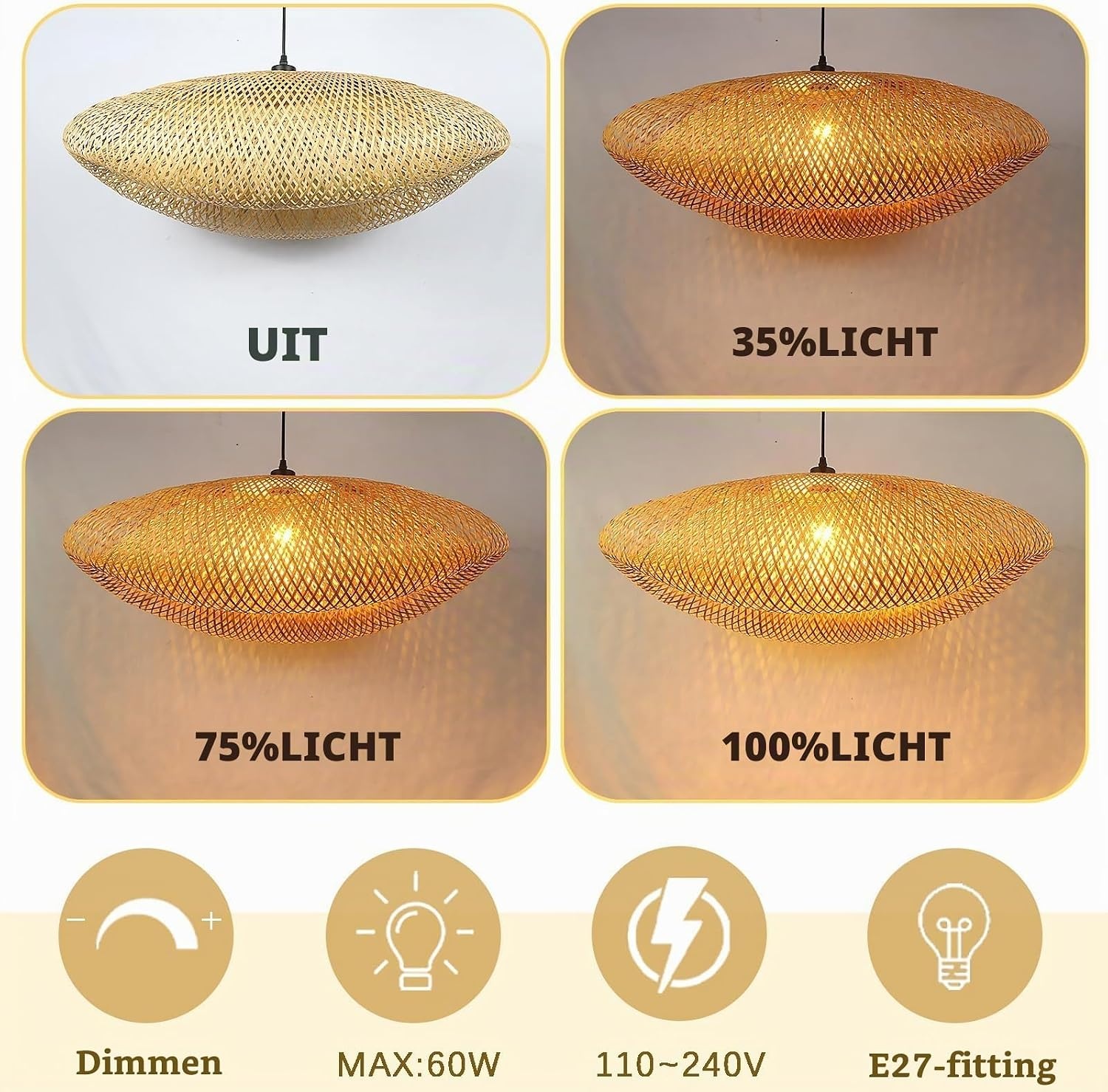 Bamboe Hanglamp - Creatieve Riet Hoed Stijl - 54% Korting