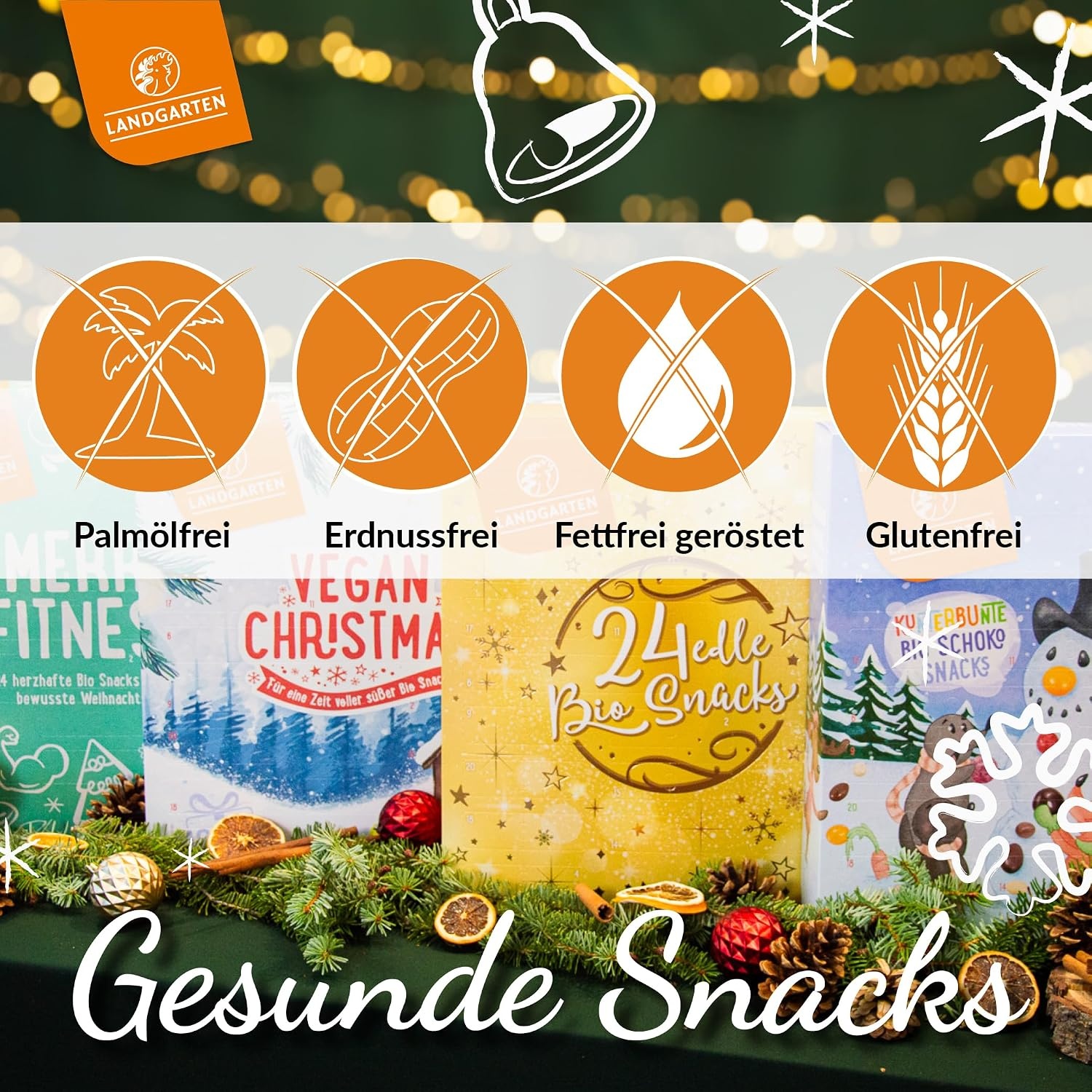 Adventskalender Fitness Hartige Snacks 2026 - 24 Gezonde Glutenvrije Tussendoortjes | 33% Korting | Mint Groen M
