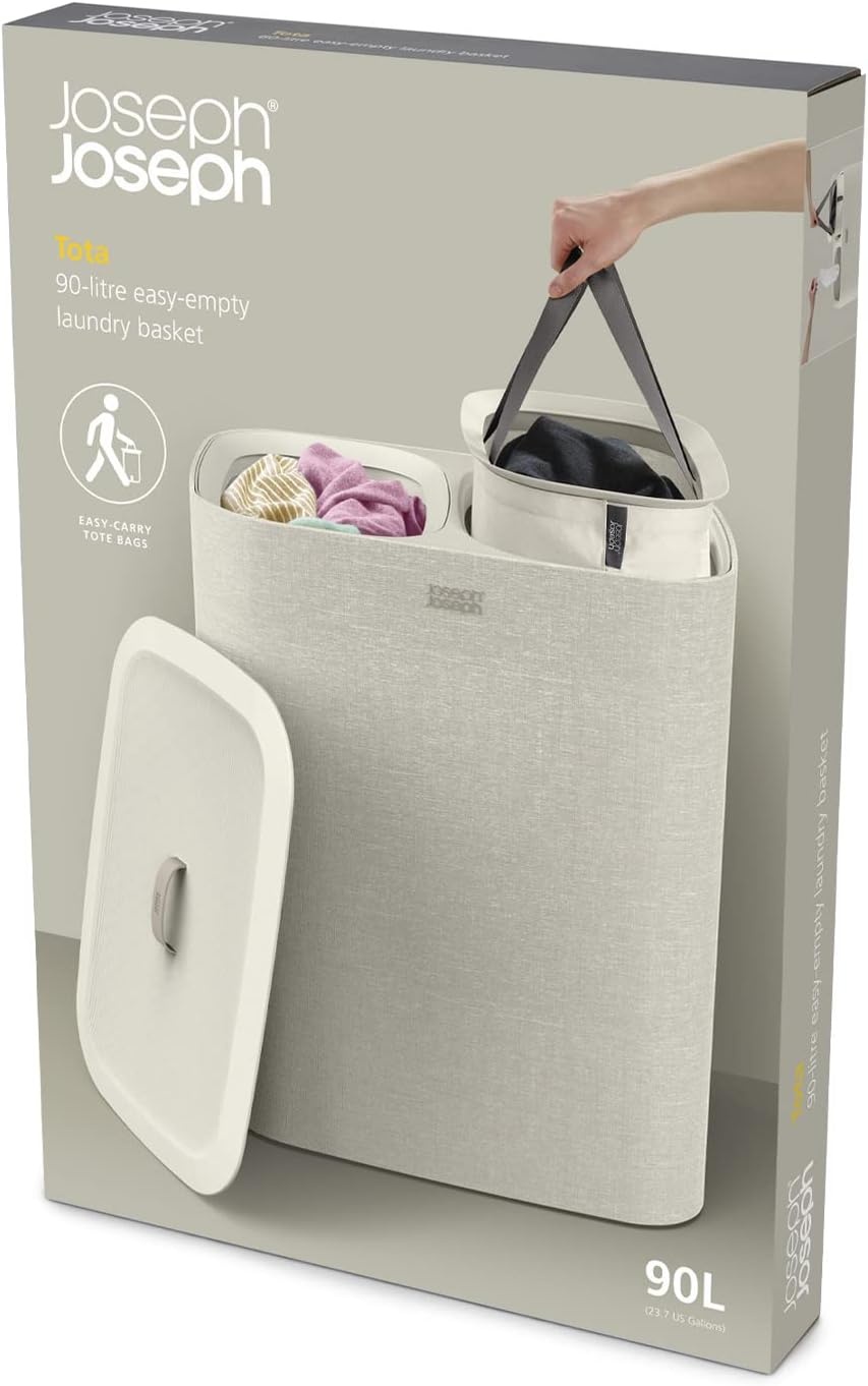 Wasmand met Deksel & 2 Zakken | 90L | Ecru | 34% Korting