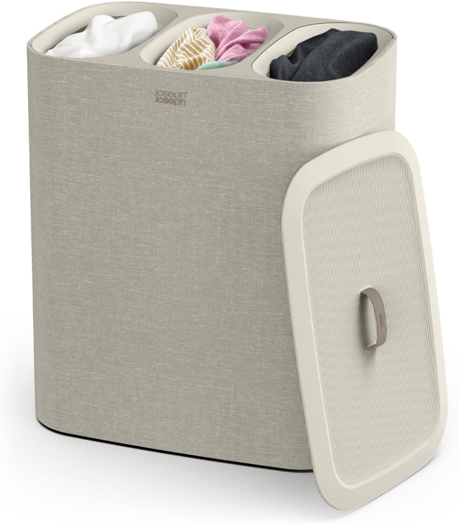 Wasmand met Deksel & 2 Zakken | 90L | Ecru | 34% Korting