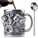 V8 Motor Koffiebeker 300ml - Zilver (50% Korting)