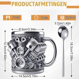 V8 Motor Koffiebeker 300ml - Zilver (50% Korting)