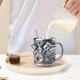 V8 Motor Koffiebeker 300ml - Zilver (50% Korting)