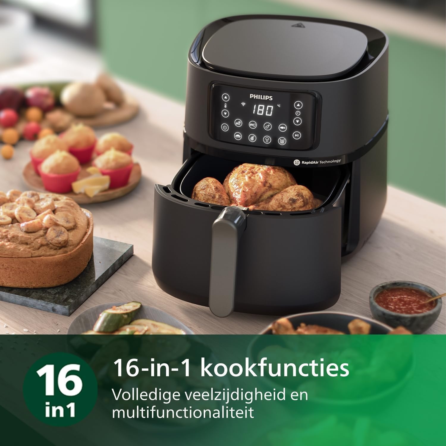 Airfryer XXL 7,2L Zwart - 16in1 functies & WiFi - 54% korting