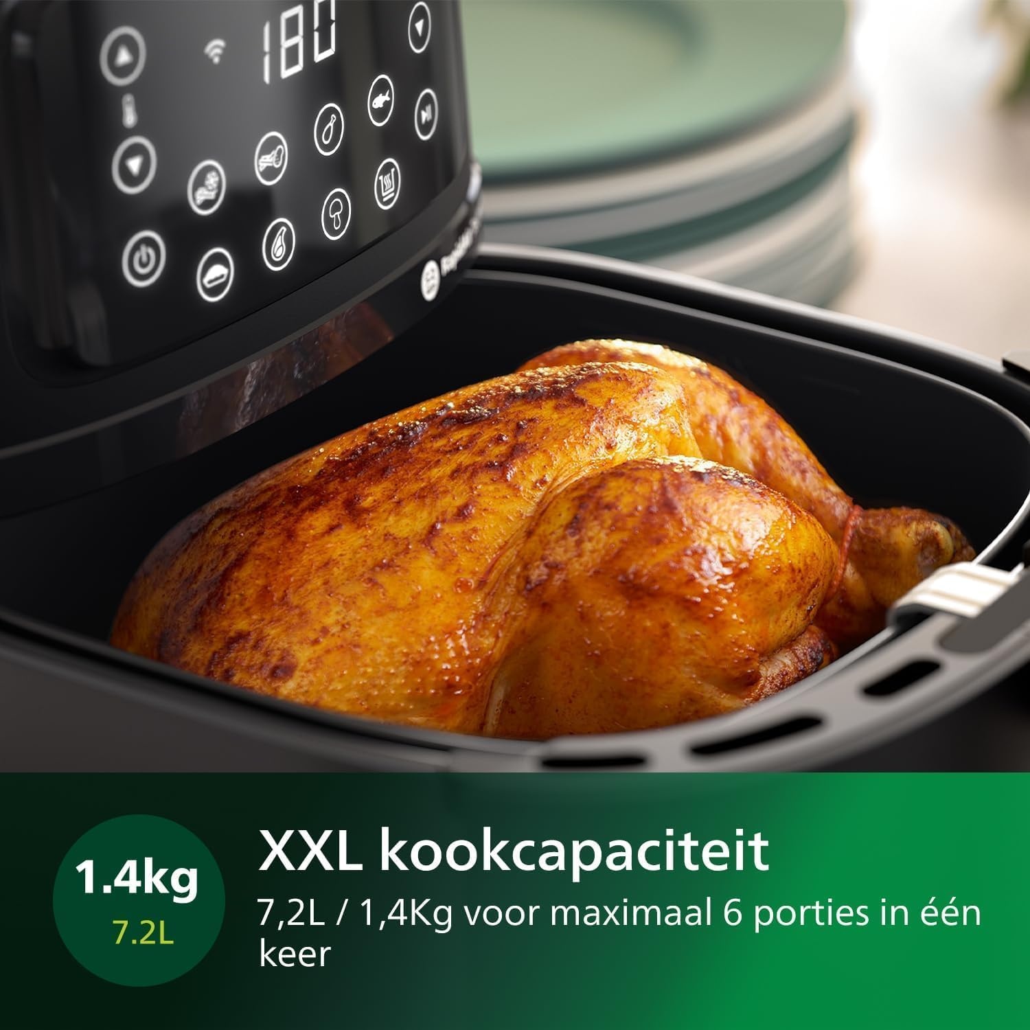 Airfryer XXL 7,2L Zwart - 16in1 functies & WiFi - 54% korting
