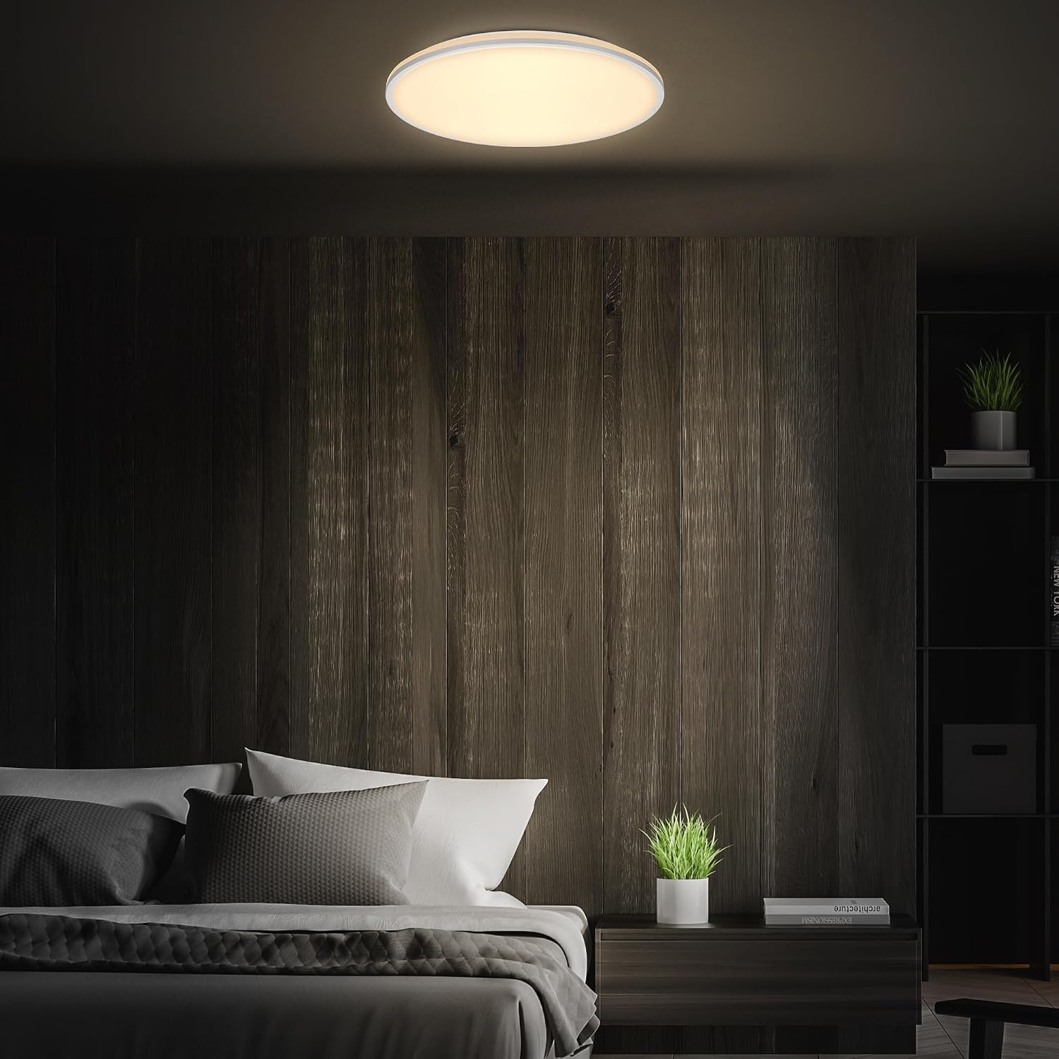 Dimbaar LED Plafondlamp, 40W, 4600lm, Warm/Koel Wit, 49cm, Mat Chroom (57% Korting)