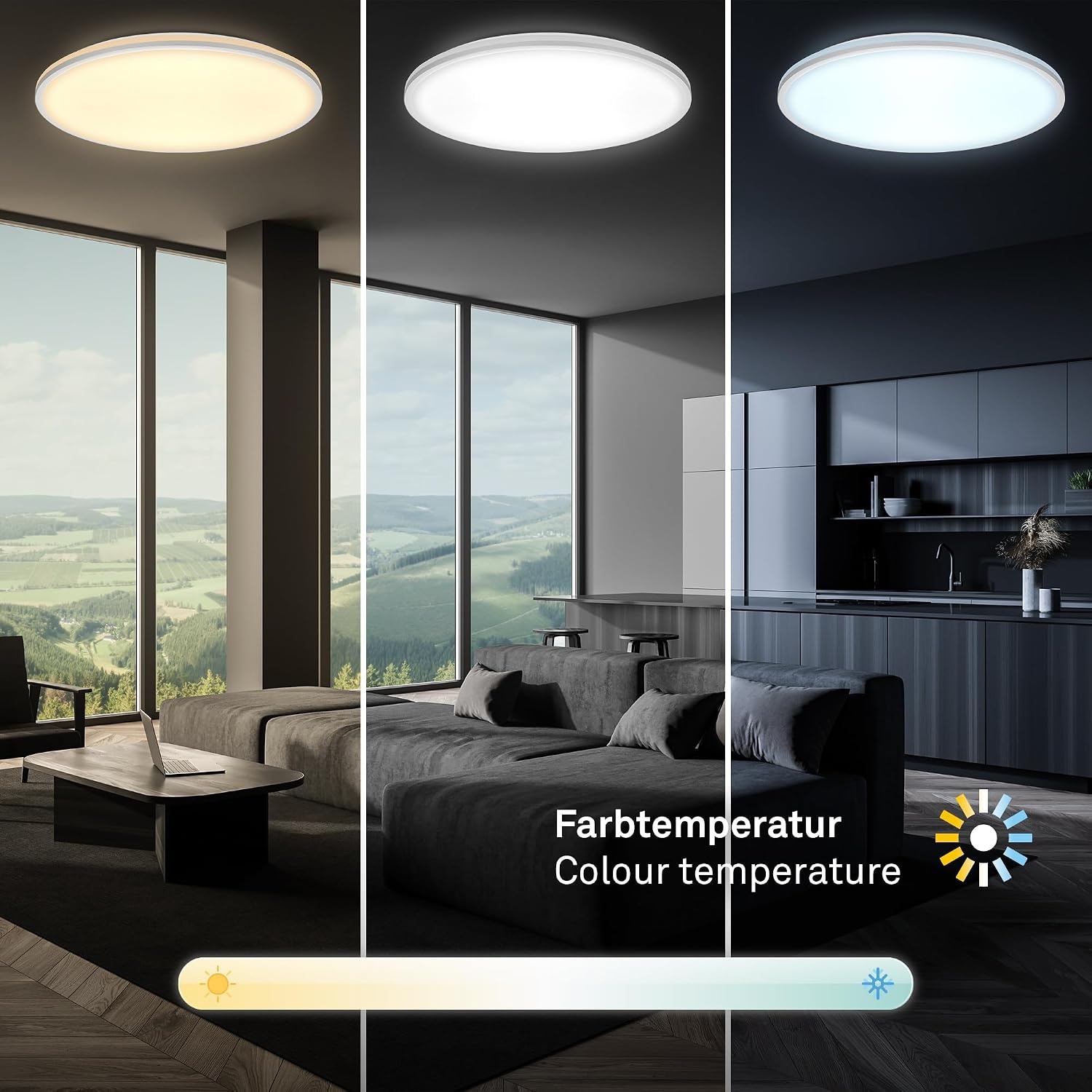 Dimbaar LED Plafondlamp, 40W, 4600lm, Warm/Koel Wit, 49cm, Mat Chroom (57% Korting)