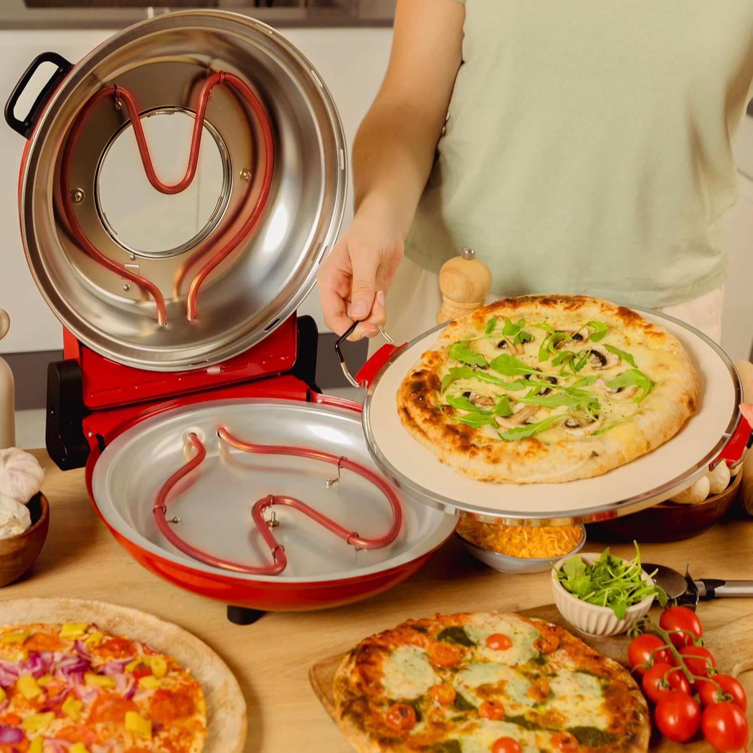 Elektrische Pizzaoven 1200W 400°C met Timer & Steenbakken - 34% Korting!